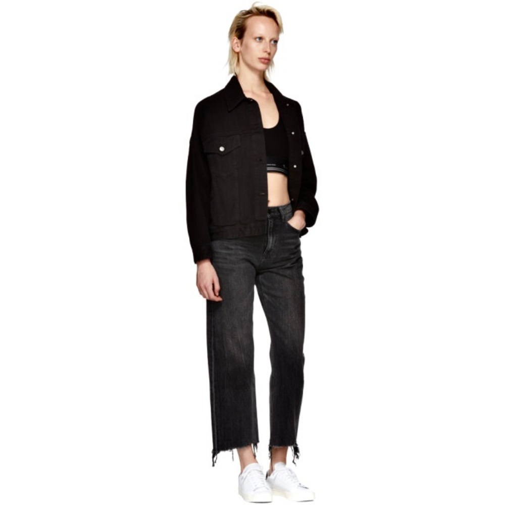 T BY ALEXANDER WANG | L | Black Ribbed Compact Racerback Light Bra Bralette